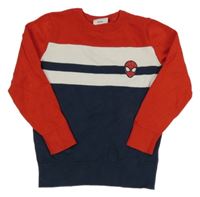 Červeno-bielo-tmavomodrý sveter so Spidermanem Marvel