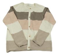 Bielo-hnedo-ružový pruhovaný prepínaci sveter H&M