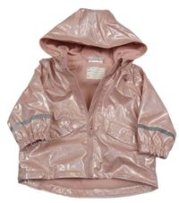 Svetloružová trblietavá nepromokavá jarná bunda s kapucňou Ergee