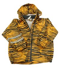 Oranžovo-čierna nepromokavá bunda s kapucňou H&M