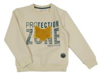 Smotanová mikina s nápisom a líškou kids