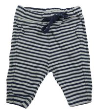 Tmavomodro-sivé pruhované tepláky Topomini