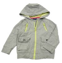 Sivo-žltá prepínaci mikina s nápisom a kapucňou Cherokee