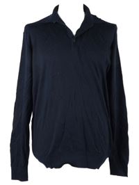 Pánsky tmavomodrý ľahký vlnený sveter s golierikom Uniglo