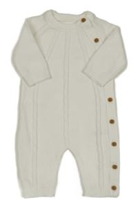 Bílý overal s copánkovým vzorem na knoflíky Little nutmeg