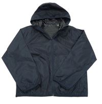 Tmavomodrá šušťáková nepromokavá bunda s kapucňou