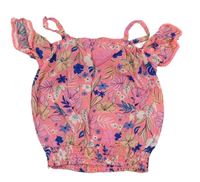 Neonově růžovo-safírový crop top C&A