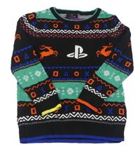 Černo-barevný vzorovaný svetr - PlayStation