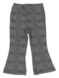 Sivo-modro-čierne kockované flare nohavice