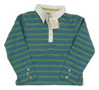 Nové - Zeleno-modré pruhované polo triko 