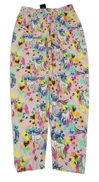 Nové - světlerůžovo-barevné pyžamové kalhoty s jednorožci St. Bernard