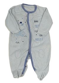 Světlemodro-modrý froté overal s hrošíkem St. Bernard