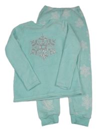 Světlemodré plyšové pyžamo s vločkou z flitrů Primark