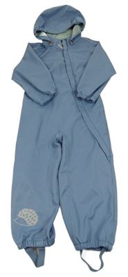 Modrošedá šusťáková kombinéza ss ježkem a kapucí 