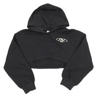 Antracitová crop mikina s nápisom a kapucňou Zara