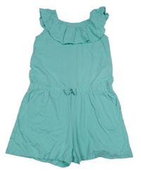 Svetlomodrý kraťasový bavlnený overal s volánem Pepperts