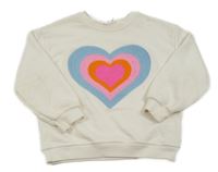 Biela mikina s našitým srdiečkom Zara