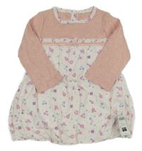 Nové - Bielo-ružové balonové šaty s kvietkami St. Bernard