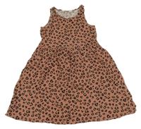 Starorůžovo-čierne leopardí bavlnené šaty H&M