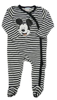 Černo-bílý pruhovaný sametový overal s Mickeym Disney