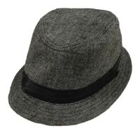 Černo-šedý melírovaný klobouk se stuhou H&M