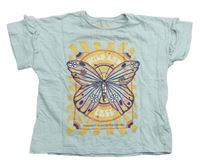 Svetlomodré crop tričko s motýlom F&F