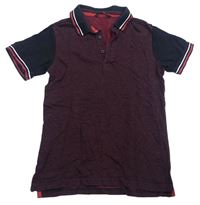 Čierno-červené vzorované polo tričko George