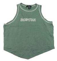 Khaki crop top s nápisom New Look