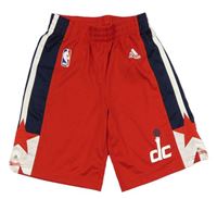 Červeno-tmavomodro-bílé basketbalové funkční kraťasy s logem Adidas