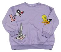 Levandulová oversize mikina Looney Tunes