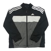 Černo-šedo-bílá propínací sportovní mikina s logem Adidas