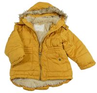 Žltá šušťáková zimná parka s kapucňou Nutmeg