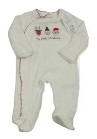 Nové - Bílý sametový overal s vánočním motivem F&F