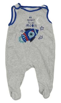 Šedo-modré sametové dupačky s raketou C&A