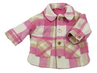 Ružovo-bielo-béžová kockovaná flaušová podšitá bunda F&F