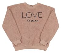 Svetloružová huňatá mikina s nápisom George