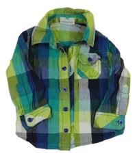 Limetkovo-tmavomodrá kockovaná košeľa Topolino