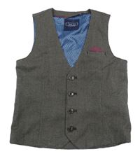 Hnedo-béžová kockovaná podšitá slávnostná vesta Next