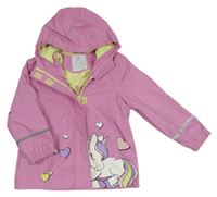 Růžová nepromokavá jarní bunda s jednorožcem a kapucí Kiki&Koko