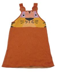 Rezavé pletené šaty s tygrem Next