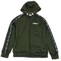 Khaki propínací sportovní mikina s logem a kapucí Adidas