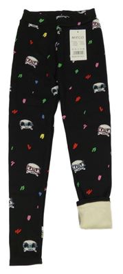 Nové - Černé zateplené legíny s kočkami Miego