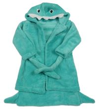 Tyrkysový chlpatý župan s dinosaurom a opaskom Orsolino