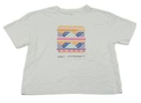 Biele crop tričko s výšivkou Name it