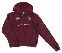 Vínová crop mikina s výšivkou a kapucí Black Bananas