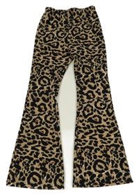 Béžovo-čierne vzorované flare nohavice Shein