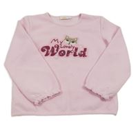 Svetloružová vzorovaná mikina s nápisom a líškou