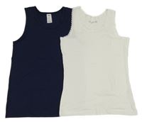 2x - Tmavomodrá + biela košieľka  s čipkou