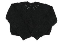 Čierno-farebné chlpaté svetrové bolerko s kamienkami George