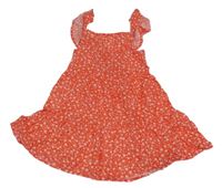 Červené plátenné šaty s kvietkami